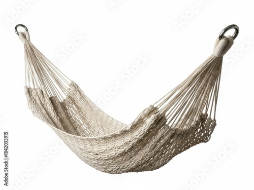 Woven cotton hammock for relaxation isolated on white background