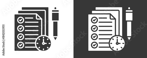 Examination Icon Set Vector Collection Isolated In Black And White