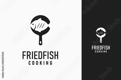 Frying fish logo symbol icon design