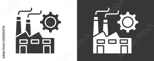 Industry Icon Set Vector Collection Isolated In Black And White