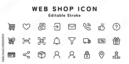 Web Shopアイコンセット（線幅変更可能）