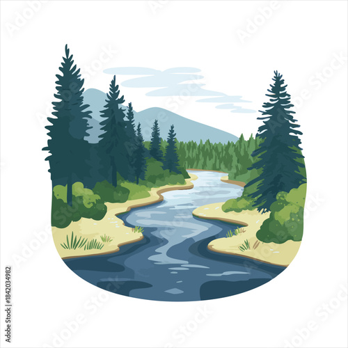 Scenic River Winding Through Forest