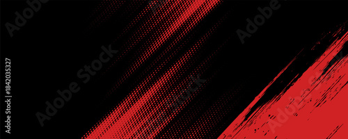 Halftone dots red and blue color pattern gradient grunge texture background. Dot pop art comic sport style vector illustration.