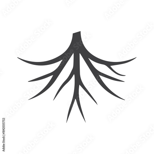 Minimalist Grounded Root Emblem Formed With Straight Modern Structure