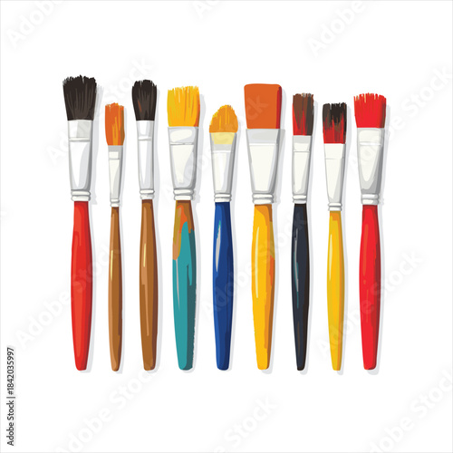 Colorful paintbrushes in various sizes and colors