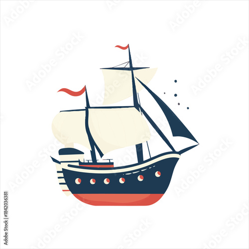 Cartoon sailing vessel, classic design