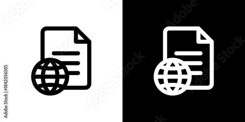 書類と地球儀（インターネット）のアイコン