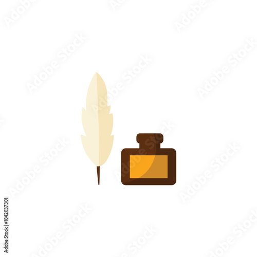 Quill & Ink Bottle Illustration