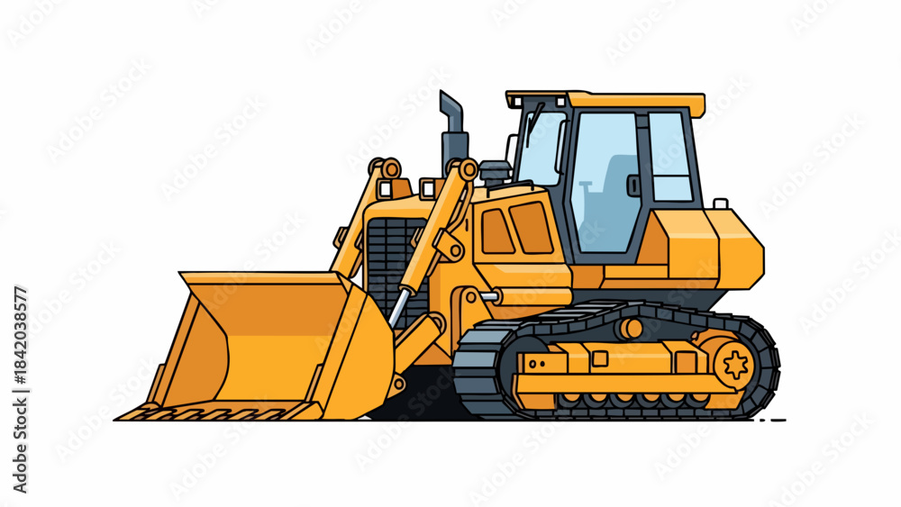Fototapeta premium Robust Yellow Track Loader Isolated Vector Illustration