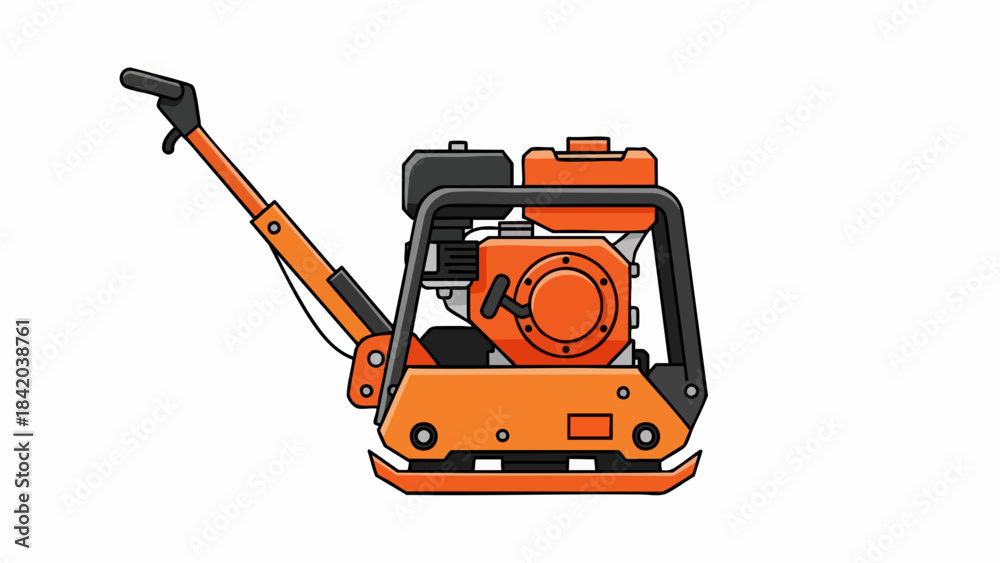 Fototapeta premium Essential Orange Plate Compactor Isolated Icon Vector for Construction, Landscaping, and Ground Preparation