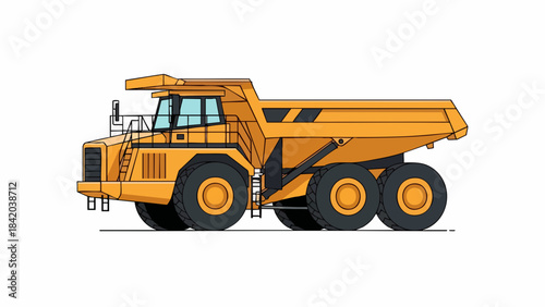 Massive Yellow Off-Highway Dump Truck - Industrial Construction Hauler Illustration