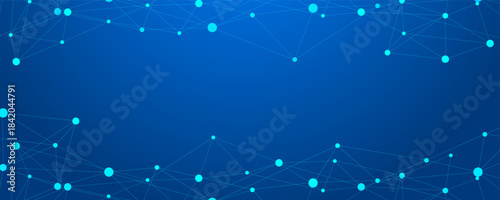 Abstract blue geometric network connect lines and dots. Plexus technology futuristic network background
