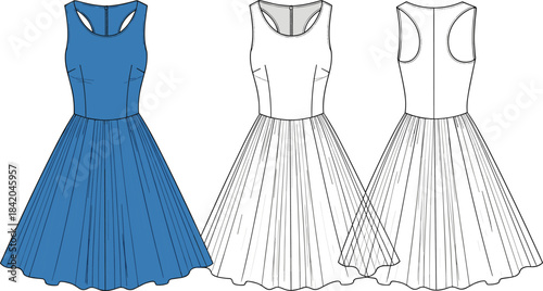 Technical drawing of a six-panel baseball cap with curved visor, featuring front and side views, ideal for fashion design, apparel mockups, and headwear templates.