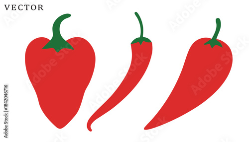 Set of red hot chili pepper icon vector, hot paprika icons vector illustration