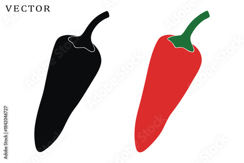 Set of red hot chili pepper icon vector, hot paprika icons vector illustration