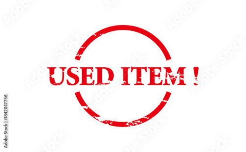 USED ITEM ! - Red Rubber Stamp with text USED ITEM !

