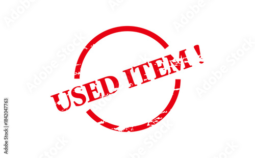 USED ITEM ! - Red Rubber Stamp with text USED ITEM !

