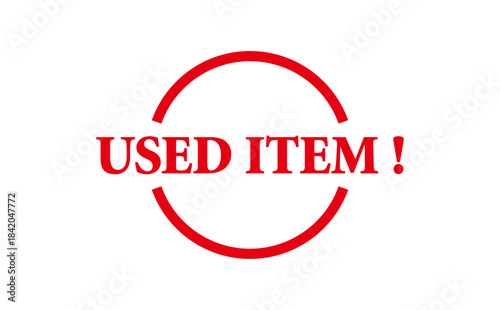 USED ITEM ! - Red Rubber Stamp with text USED ITEM !
