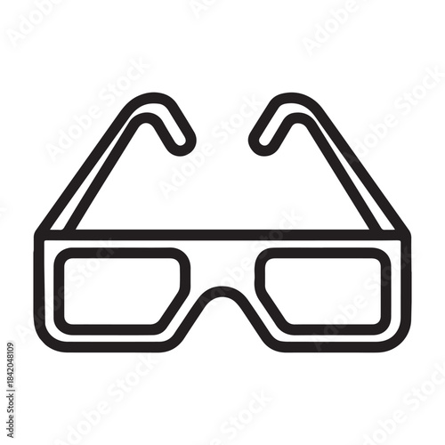 Stylized 3d glasses icon for entertainment and viewing