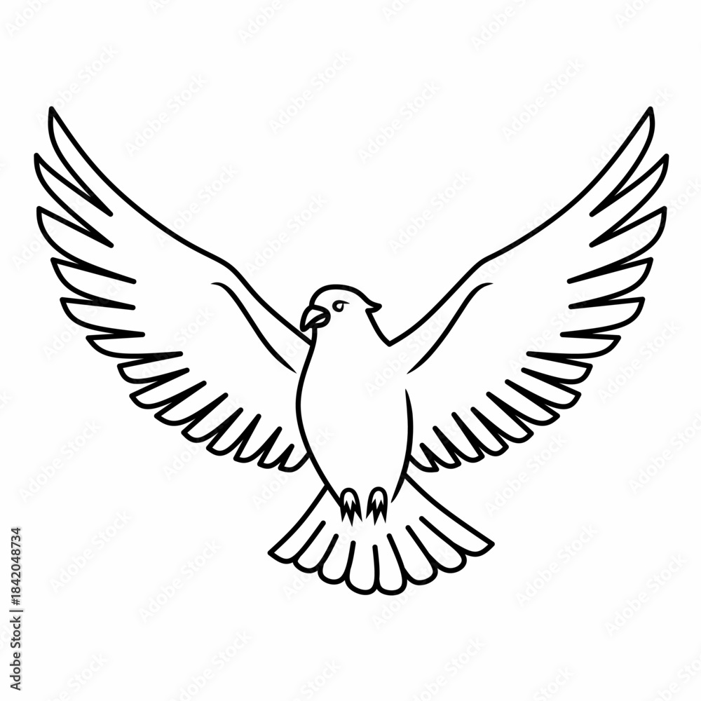 Obraz premium Flying bird icon with spread wings