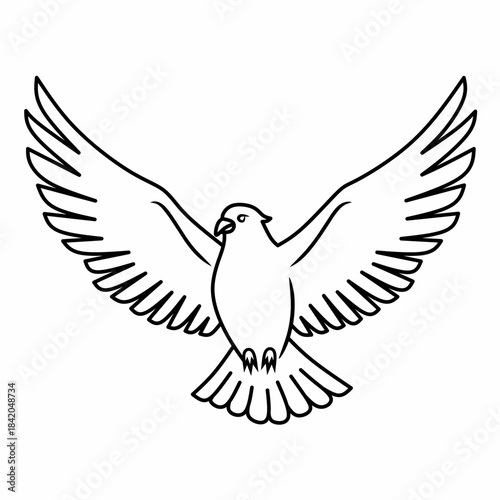 Flying bird icon with spread wings