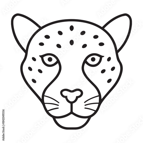 leopard head icon outline vector illustration on transparent background