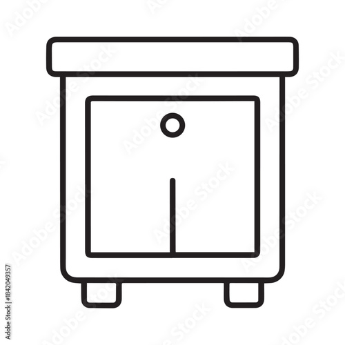 Illustration of a simple bedside table with drawer on transparent background silhouette