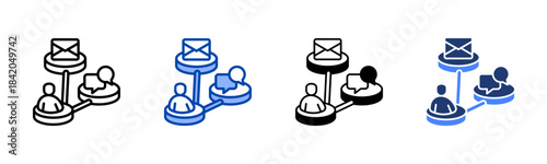 Communication icon set multiple style collection