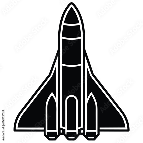 space shuttle outline vector icon on white background