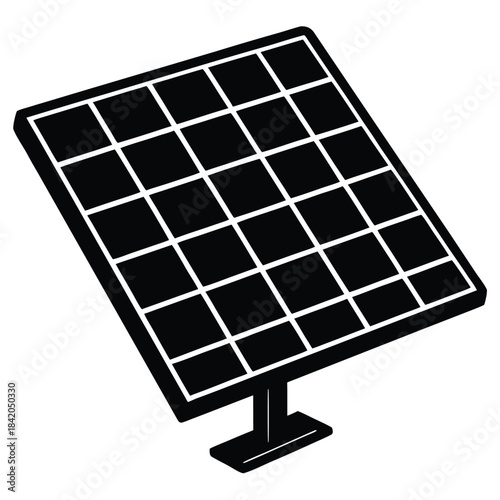 solar panel outline vector icon on white background