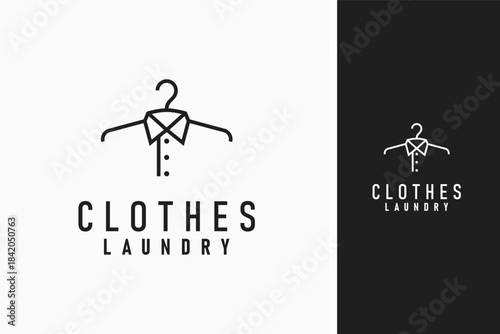Cloth and hanger for laundry logo symbol icon design