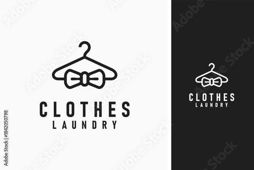 Hanger and bowtie for laundry logo symbol icon design