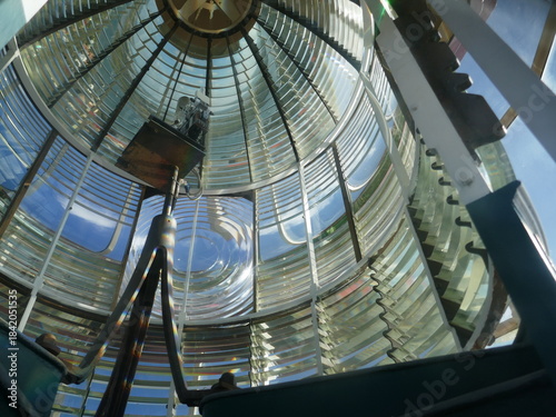 Konstfotografi Fresnel lenses for light amplification inside old lighthouse