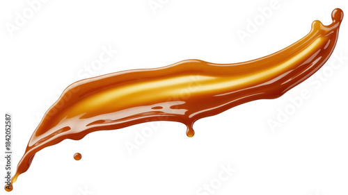 Caramel sauce splash isolated on a transparent background liquid golden