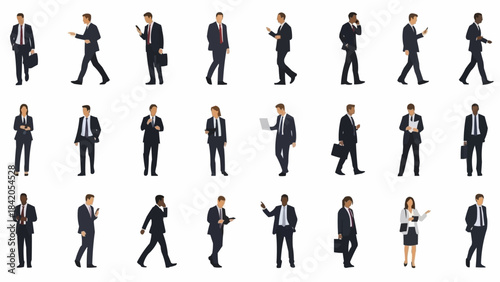 Collection of Diverse Business People Posing in Professional Attire.