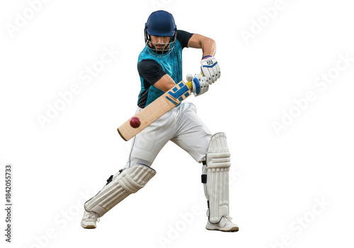 Cricket batsman playing a shot isolated on transparent background