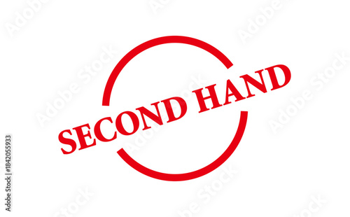 SECOND HAND - Red Rubber Stamp with text SECOND HAND
