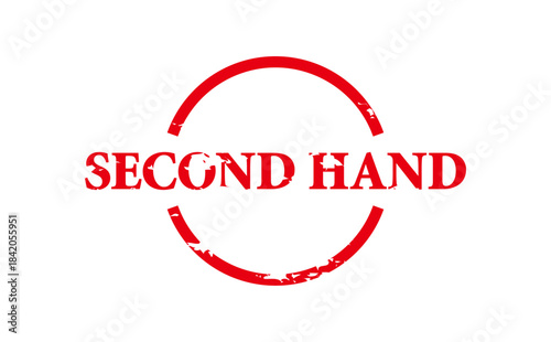 SECOND HAND - Red Rubber Stamp with text SECOND HAND
