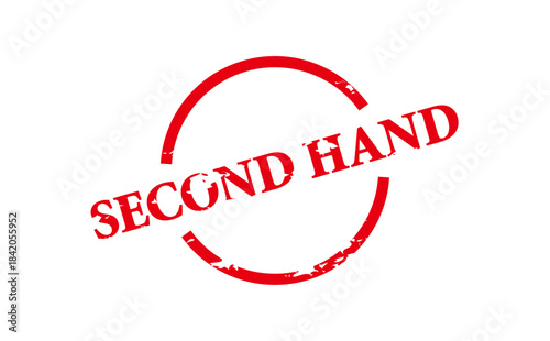 SECOND HAND - Red Rubber Stamp with text SECOND HAND
