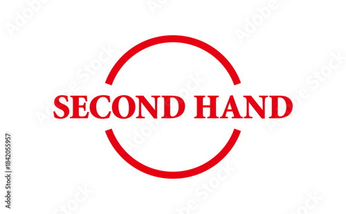 SECOND HAND - Red Rubber Stamp with text SECOND HAND
