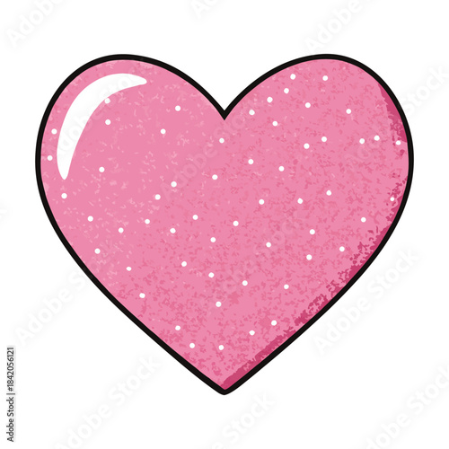 A shimmering pink heart sparkles with delicate glitter, glowing softly like scattered stardust. Its radiant shine adds a touch of magic, warmth, and dreamy romance.
