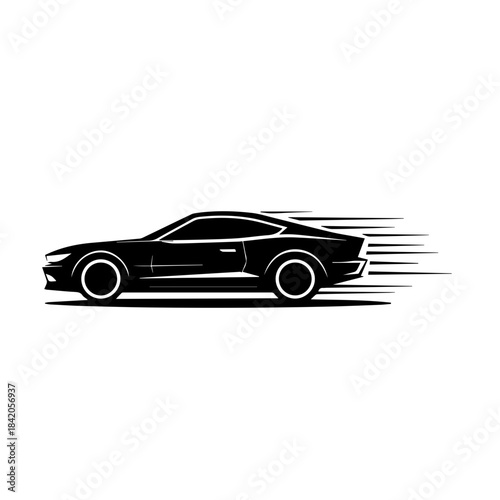 Sleek black sports car speeding