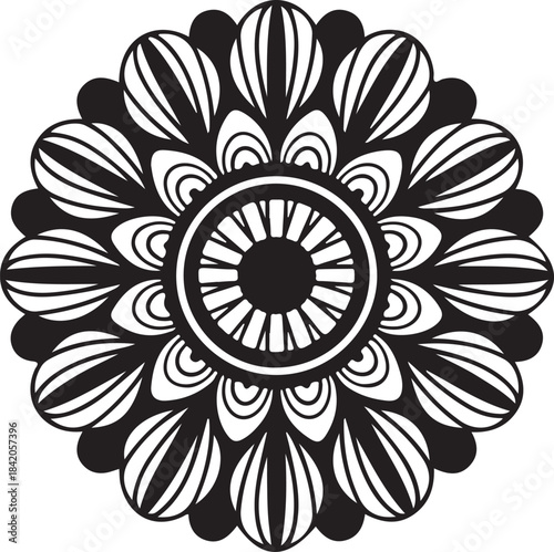 Abstract floral vector mandala pattern design for vintage round ornament illustration
