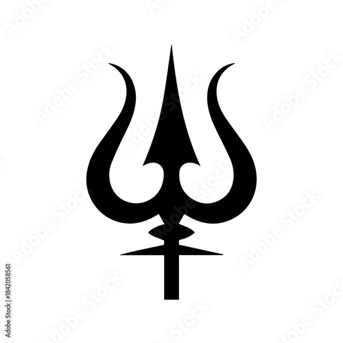 Trident symbol black icon isolated spiritual religious mythology god isolated on white background