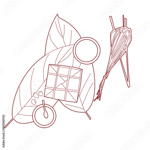 Vector of traditional Vietnamese Tet food featuring Banh Chung