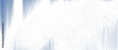 Blue damaged distressed pattern texture. Vertical stripe glitch background. Lined scanned image effect concept wallpaper. Linear halftone photocopy scratches backdrop. Vector worn copy paper print