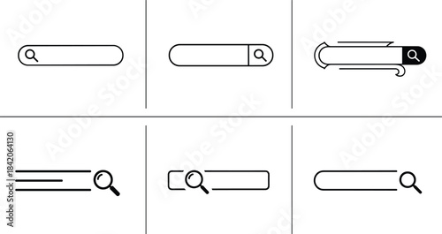 Search Bar Magnifying Glass Icon Set Interface Element Web Design Digital Navigation Tool UI UX Find Browse