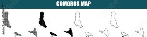 Comoros Islands Silhouettes Map Collection