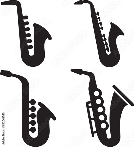 Saxophone Silhouette Vector Set, Saxophone Logo Bundle