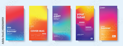 Set of modern vibrant colorful gradient posters template Abstract designs with sample text elements. Collection of abstract modern background.